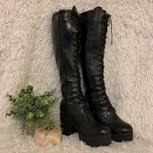 Knee high combat boots